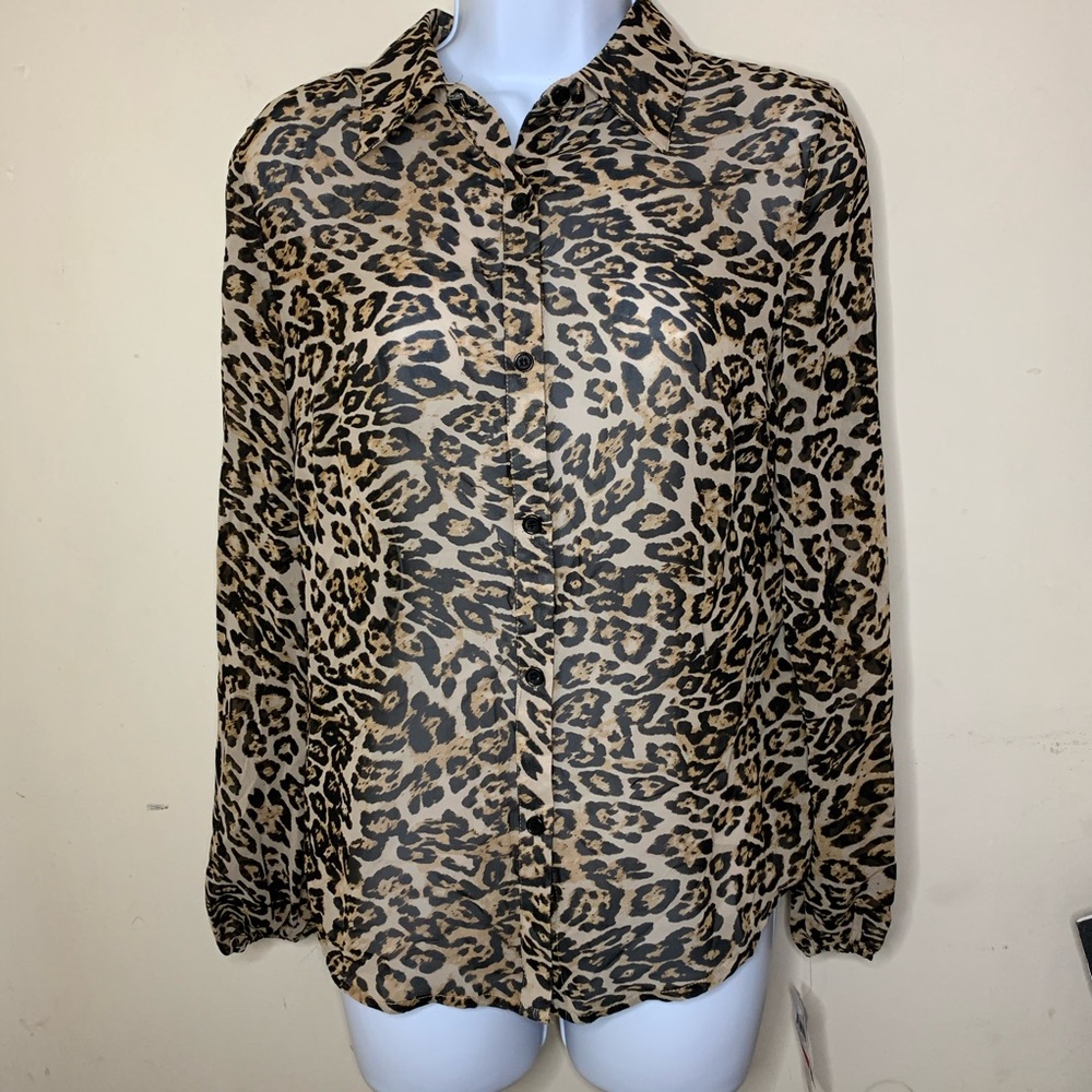 INC LEOPARD PRINT BLOUSE SIZE XSMALL